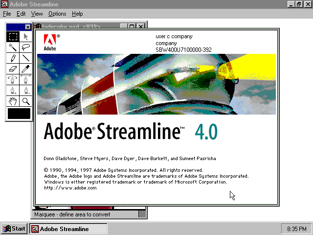 Adobe Streamline 4.0 - About